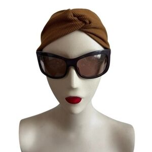 Womens Extra Wide Brown Headband Turban Knotted Bandana Boho Hair Accessory NWOT